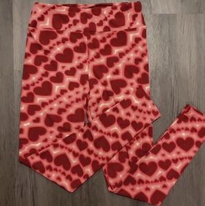 LuLaRoe LLR OS Leggings Red Valentine's Hearts